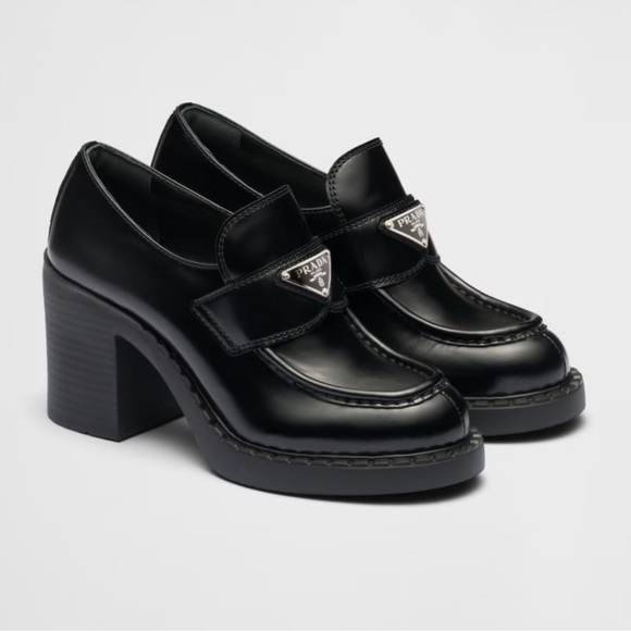 Prada Shoes - New Prada Chocolate Flow Heeled Loafers Size 37